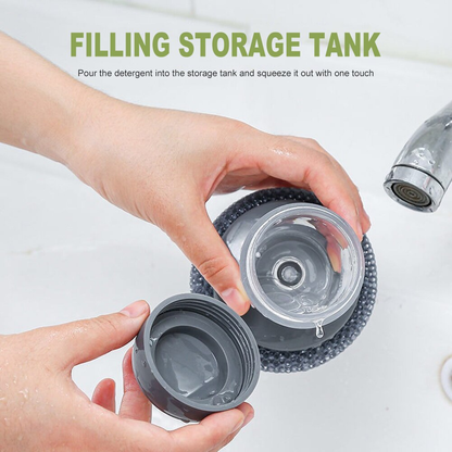 Soap Dispensing Palm Brush – Kitchen Scrubber for Pots, Pans & Dishes