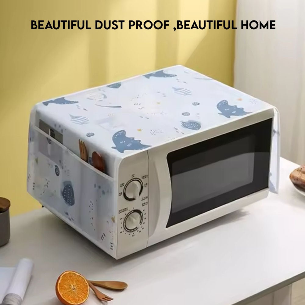 Fish Printed Microwave Dust Cover – Durable Kitchen Protector - Saadiq.pk
