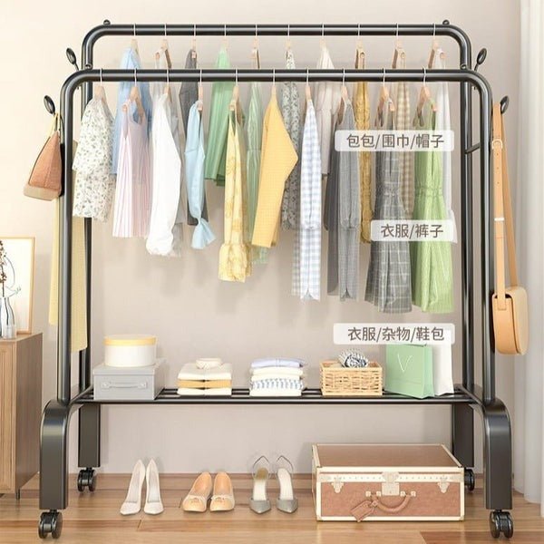 Floor - Standing Cloth Rack with Wheels – Portable Clothes Organizer - Saadiq.pk