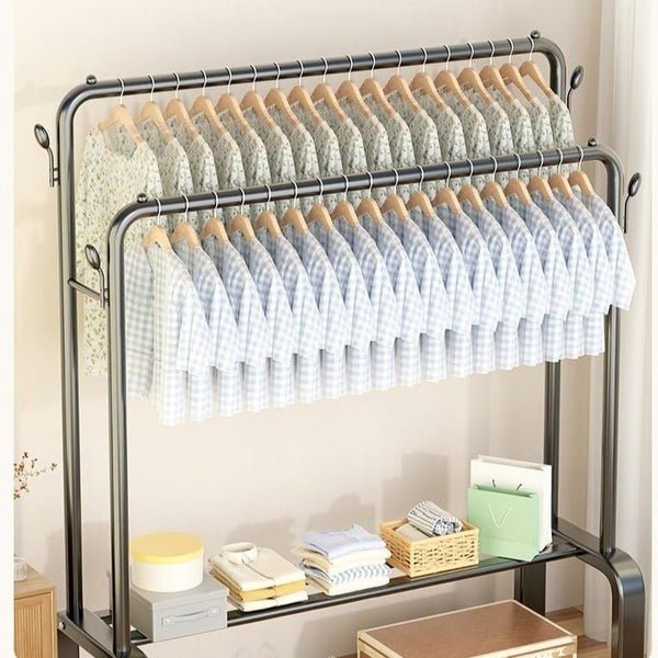 Floor - Standing Cloth Rack with Wheels – Portable Clothes Organizer - Saadiq.pk