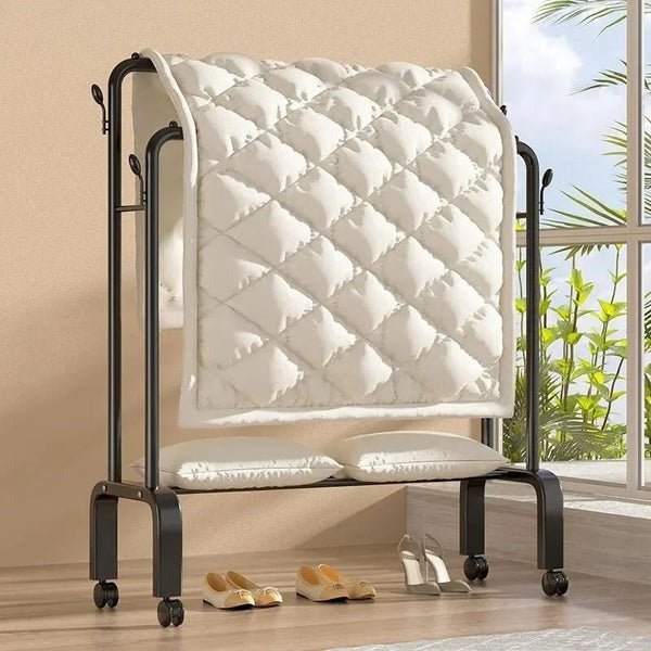 Floor - Standing Cloth Rack with Wheels – Portable Clothes Organizer - Saadiq.pk