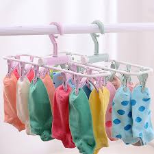 Foldable Clip Hanger – 12 Clip Clothes Drying Rack for Small Laundry - Saadiq.pk