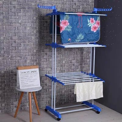 Foldable Clothes Drying Rack with Wheels | Multi - Layer Laundry Stand | Space Saving Clothes Dryer Pakistan - Saadiq.pk