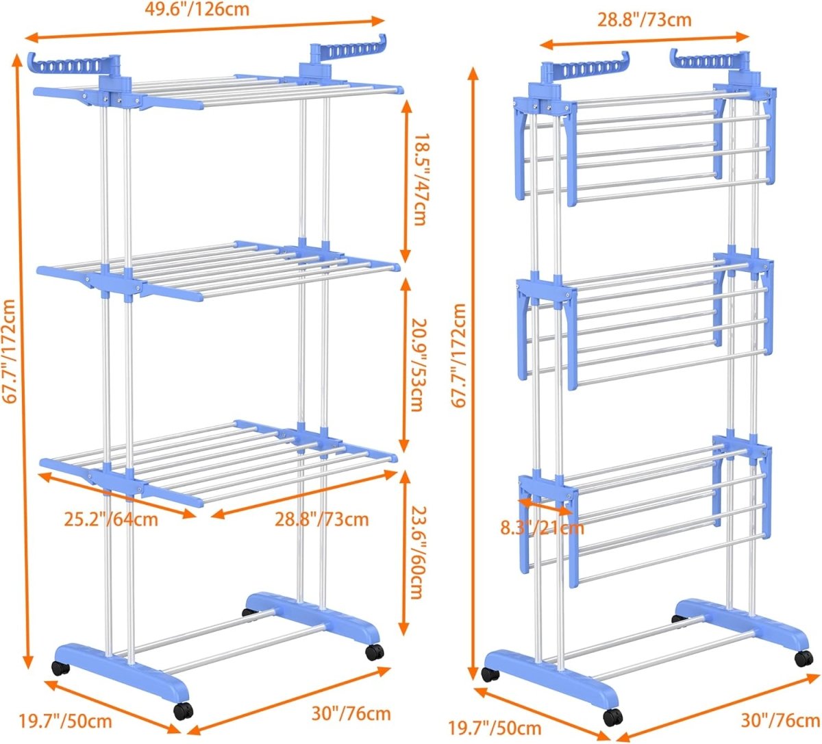 Foldable Clothes Drying Rack with Wheels | Multi - Layer Laundry Stand | Space Saving Clothes Dryer Pakistan - Saadiq.pk