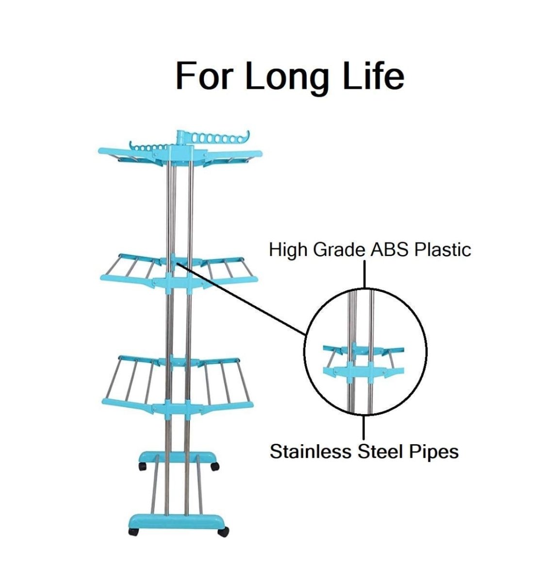 Foldable Clothes Drying Rack with Wheels | Multi - Layer Laundry Stand | Space Saving Clothes Dryer Pakistan - Saadiq.pk