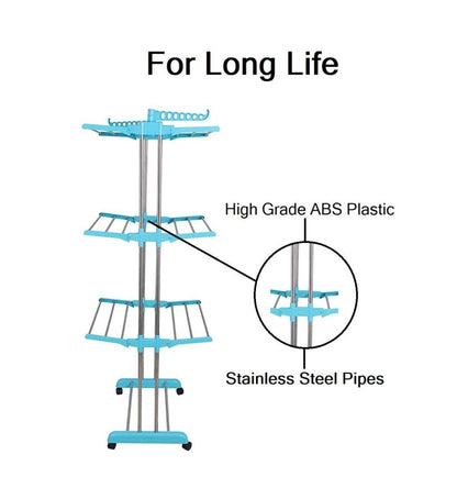 Foldable Clothes Drying Rack with Wheels | Multi - Layer Laundry Stand | Space Saving Clothes Dryer Pakistan - Saadiq.pk