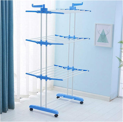 Foldable Clothes Drying Rack with Wheels | Multi - Layer Laundry Stand | Space Saving Clothes Dryer Pakistan - Saadiq.pk