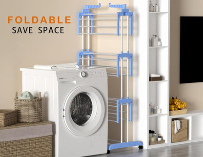 Foldable Clothes Drying Rack with Wheels | Multi - Layer Laundry Stand | Space Saving Clothes Dryer Pakistan - Saadiq.pk