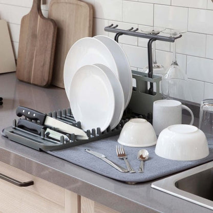 Foldable Dish Drying Pad | Quick‑Dry Mat with Removable Dish Rack - Saadiq.pk
