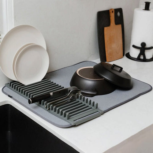 Foldable Dish Drying Pad | Quick‑Dry Mat with Removable Dish Rack - Saadiq.pk