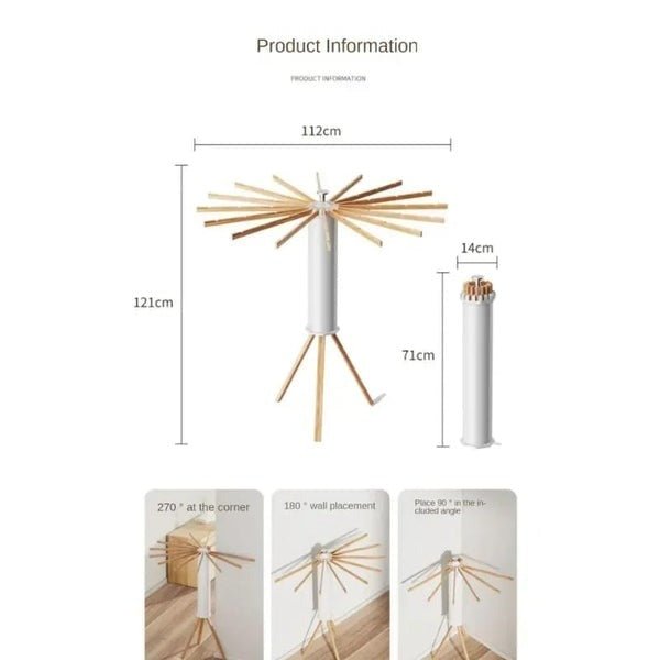 Foldable Wooden Clothes Drying Rack – Heavy Duty 16 - Bar - Saadiq.pk