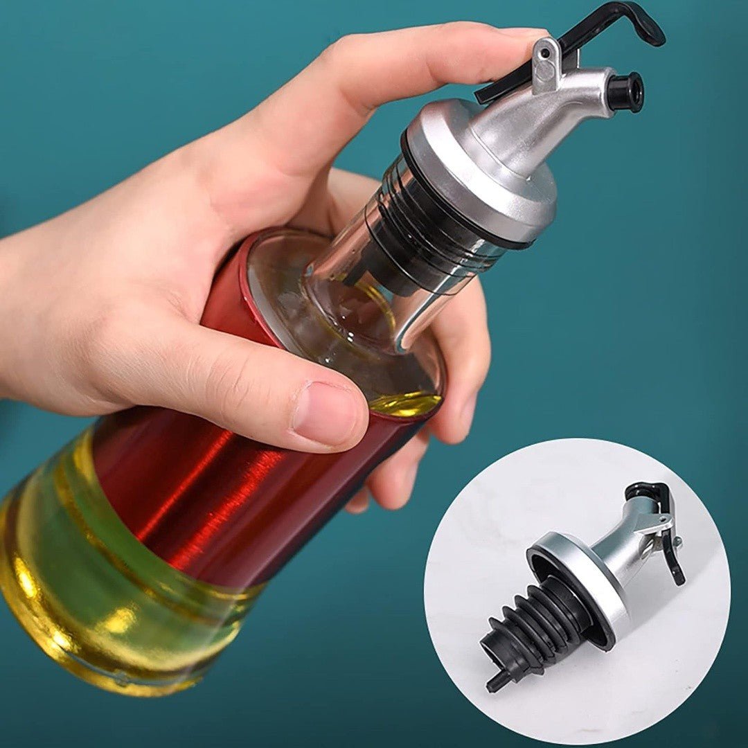 Glass Oil Dispenser Bottle – Stainless Steel Pourer | Leak - Proof Kitchen Oil & Vinegar Container 300ML - Saadiq.pk