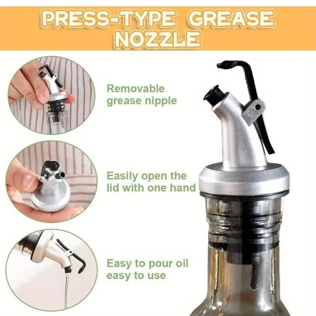 Glass Oil Dispenser Bottle – Stainless Steel Pourer | Leak - Proof Kitchen Oil & Vinegar Container 300ML - Saadiq.pk