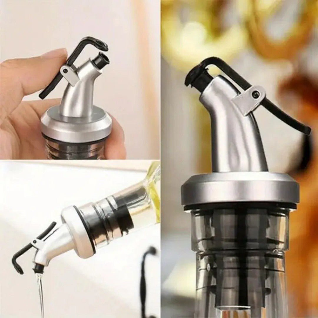 Glass Oil Dispenser Bottle – Stainless Steel Pourer | Leak - Proof Kitchen Oil & Vinegar Container 300ML - Saadiq.pk