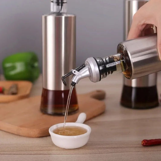 Glass Oil & Vinegar Dispenser – Easy - Pour Bottle with Sprinkler for Kitchen 300ML - Saadiq.pk