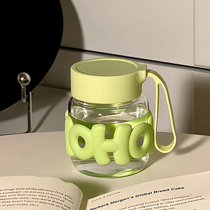 Leak-Proof Cute Glass Bottle | Non-Slip Silicone Grip | Perfect for Water & Juice