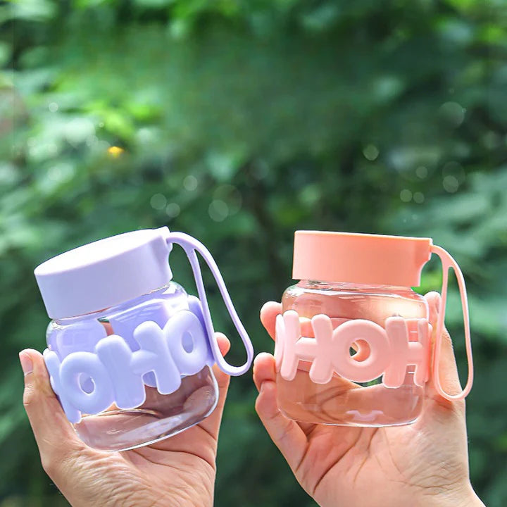 Leak-Proof Cute Glass Bottle | Non-Slip Silicone Grip | Perfect for Water & Juice