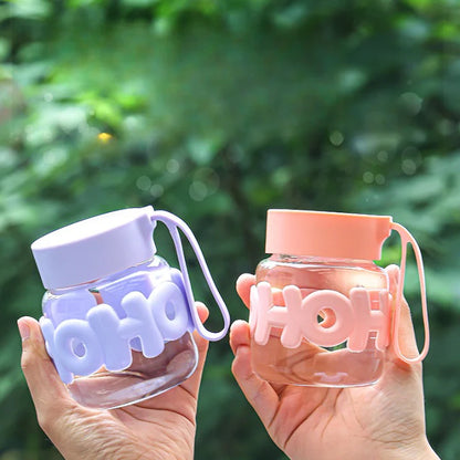 Leak-Proof Cute Glass Bottle | Non-Slip Silicone Grip | Perfect for Water & Juice
