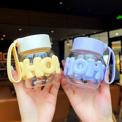 Leak-Proof Cute Glass Bottle | Non-Slip Silicone Grip | Perfect for Water & Juice