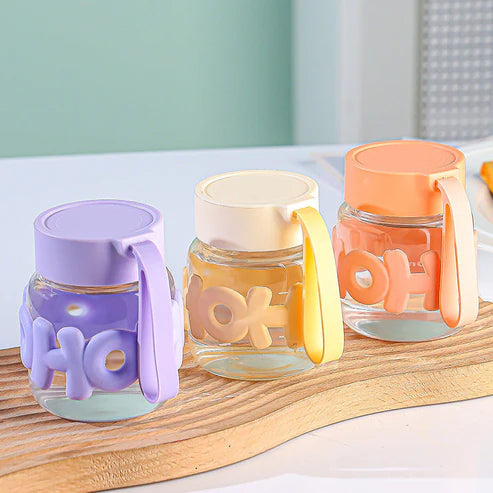 Leak-Proof Cute Glass Bottle | Non-Slip Silicone Grip | Perfect for Water & Juice