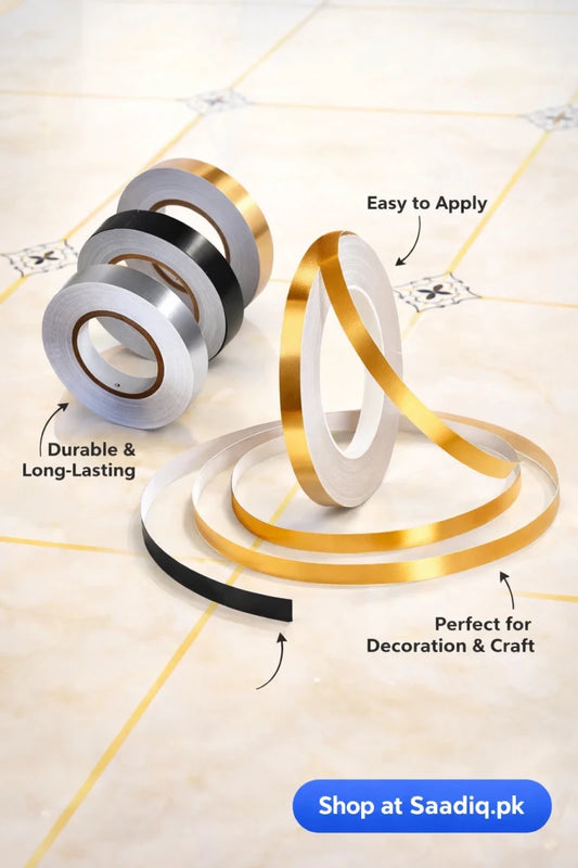 Golden Self - Adhesive Decorative Tape 1cm × 50m – Craft & DIY Premium Tape - Saadiq.pk