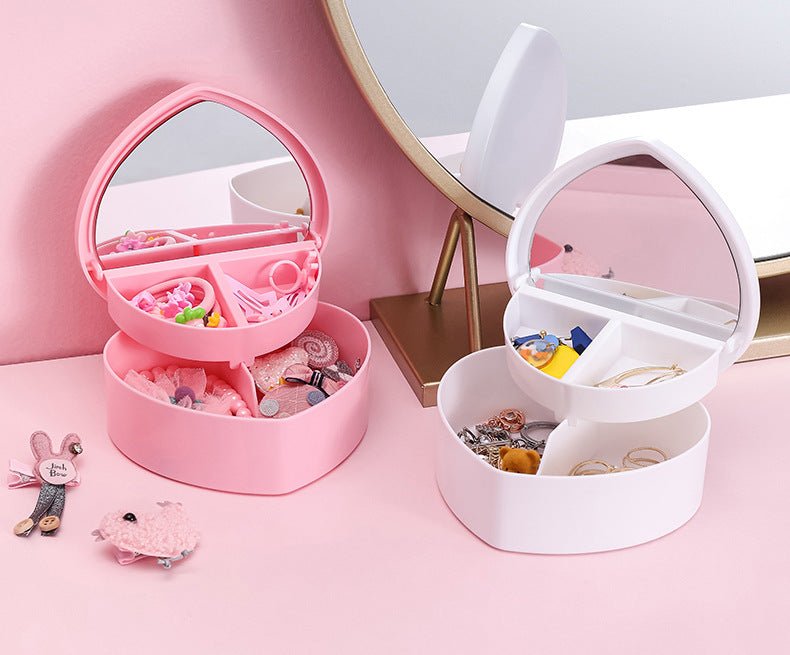Heart‑Shaped Pink Makeup Box | Cute Cosmetic & Accessory Organizer for Girls - Saadiq.pk