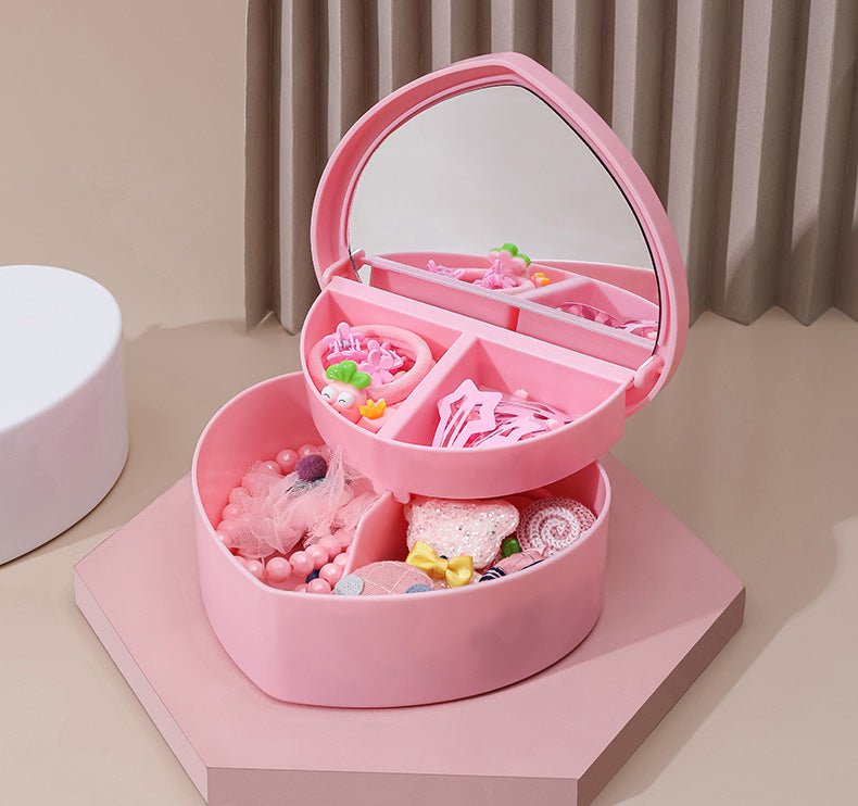 Heart‑Shaped Pink Makeup Box | Cute Cosmetic & Accessory Organizer for Girls - Saadiq.pk