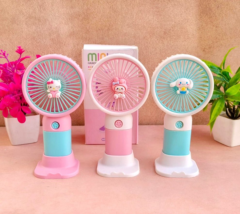 Hello Kitty Sanrio Portable USB Rechargeable Fan – Mini Handheld Cooling Fan - Saadiq.pk