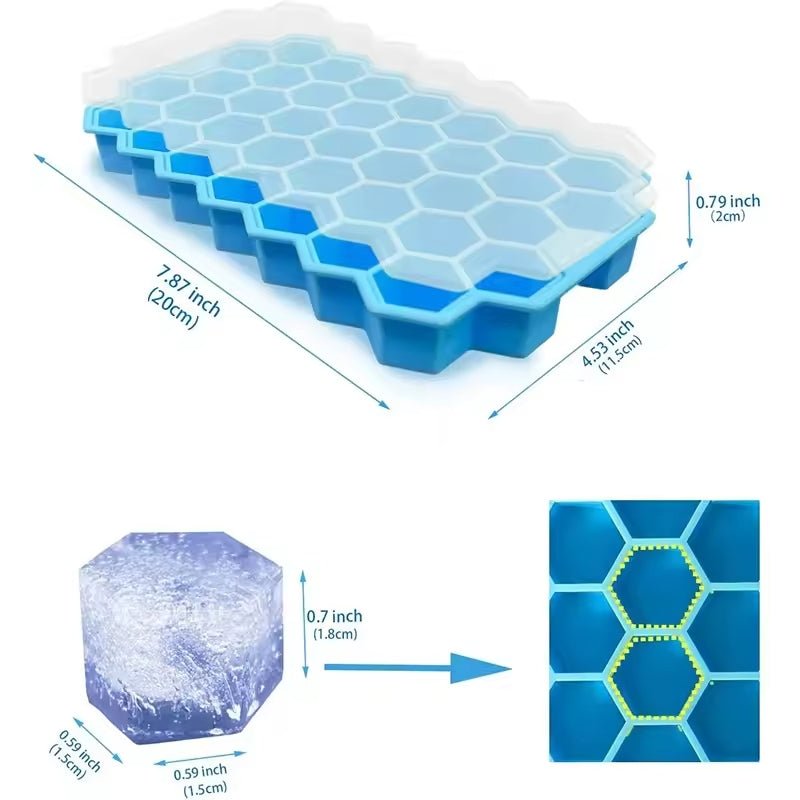 Honeycomb Silicone Ice Cube Tray with Lid – Reusable Freezer Mold - Saadiq.pk