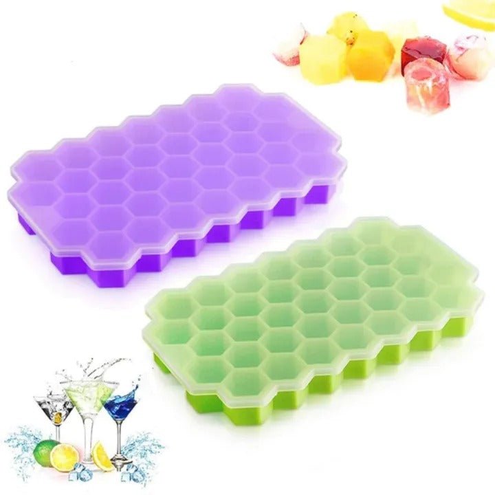 Honeycomb Silicone Ice Cube Tray with Lid – Reusable Freezer Mold - Saadiq.pk