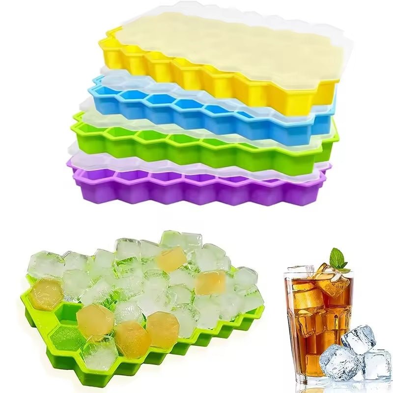 Honeycomb Silicone Ice Cube Tray with Lid – Reusable Freezer Mold - Saadiq.pk