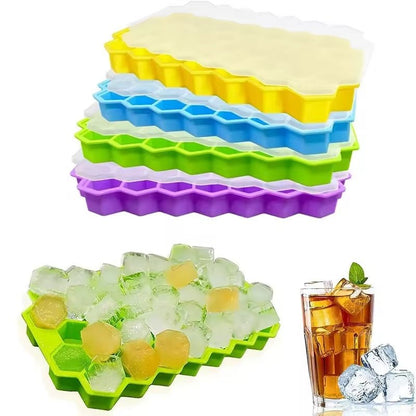 Honeycomb Silicone Ice Cube Tray with Lid – Reusable Freezer Mold - Saadiq.pk