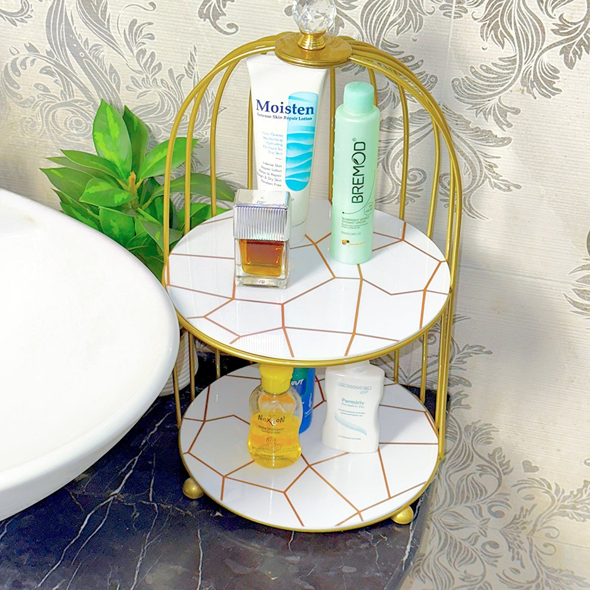 2-Tier Golden Vanity Organizer