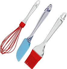 Silicone Whisk, Basting Brush And Spatula (Packof 3)