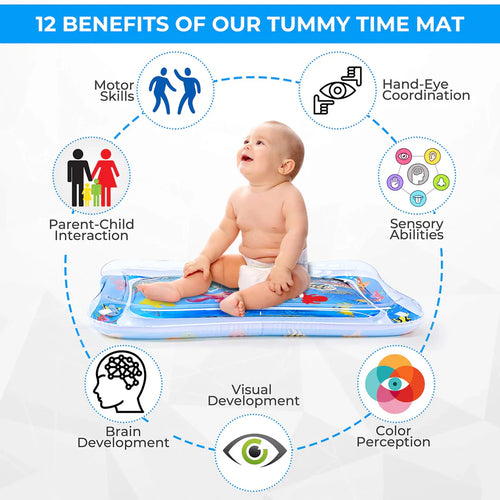 Infinno Inflatable Tummy Time Water Play Mat – Sensory Development Mat for Babies (3-24 Months)