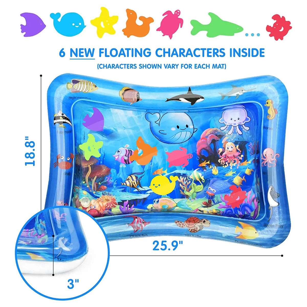Baby Tummy Time Water Play Mat – Inflatable Sensory Activity Mat | Motor Skill Development Toy | Leak-Proof | 3–24 Months