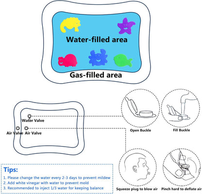 Baby Tummy Time Water Play Mat – Inflatable Sensory Activity Mat | Motor Skill Development Toy | Leak-Proof | 3–24 Months