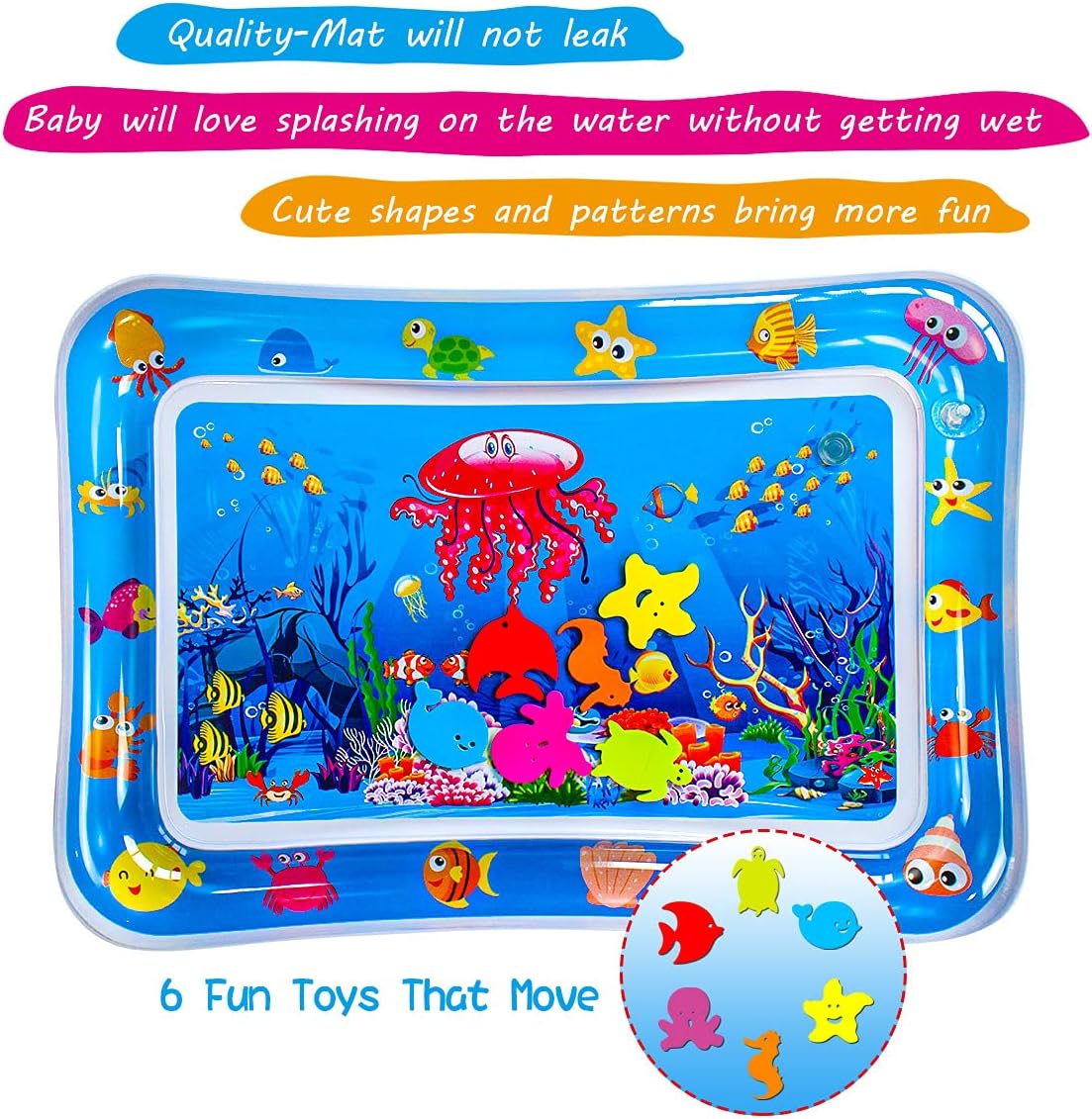 Baby Tummy Time Water Play Mat – Inflatable Sensory Activity Mat | Motor Skill Development Toy | Leak-Proof | 3–24 Months