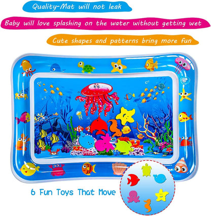 Baby Tummy Time Water Play Mat – Inflatable Sensory Activity Mat | Motor Skill Development Toy | Leak-Proof | 3–24 Months