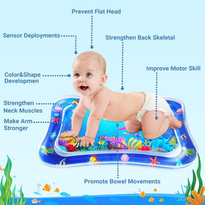 Baby Tummy Time Water Play Mat – Inflatable Sensory Activity Mat | Motor Skill Development Toy | Leak-Proof | 3–24 Months