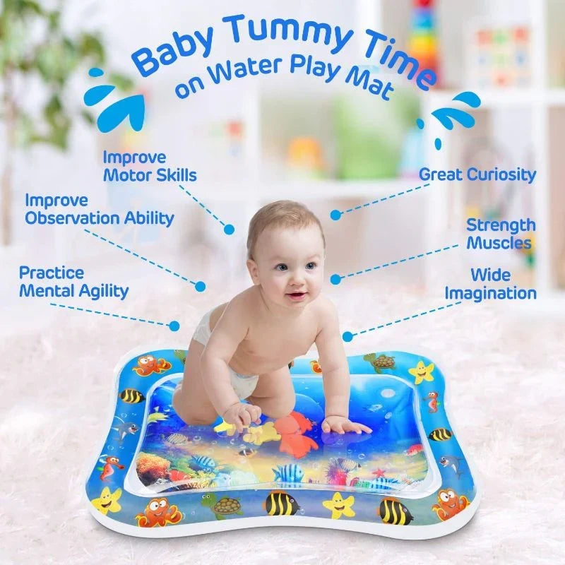 Baby Tummy Time Water Play Mat – Inflatable Sensory Activity Mat | Motor Skill Development Toy | Leak-Proof | 3–24 Months