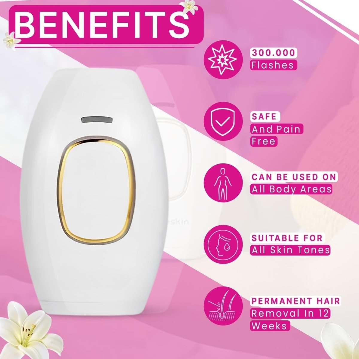 IPL Hair Removal Device for Home Use – Painless Full Body Hair Removal Machine - Saadiq.pk