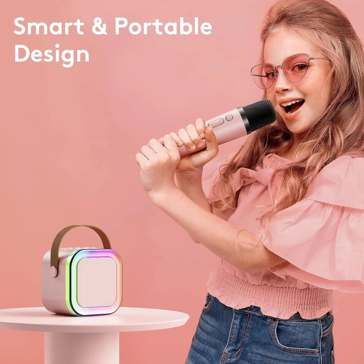 K12 Portable KTV Bluetooth Karaoke Speaker with Mic | RGB Lights | Party & Home Entertainment - Saadiq.pk