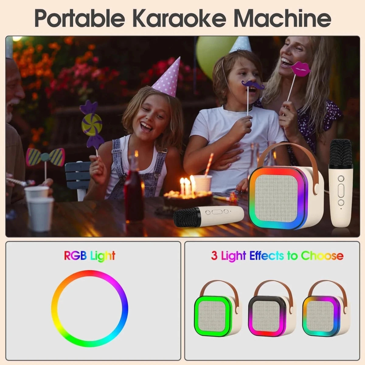 K12 Portable KTV Bluetooth Karaoke Speaker with Mic | RGB Lights | Party & Home Entertainment - Saadiq.pk