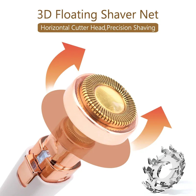 2-in-1 Eyebrow Trimmer & Facial Hair Remover – Painless USB Rechargeable Shaver for Women