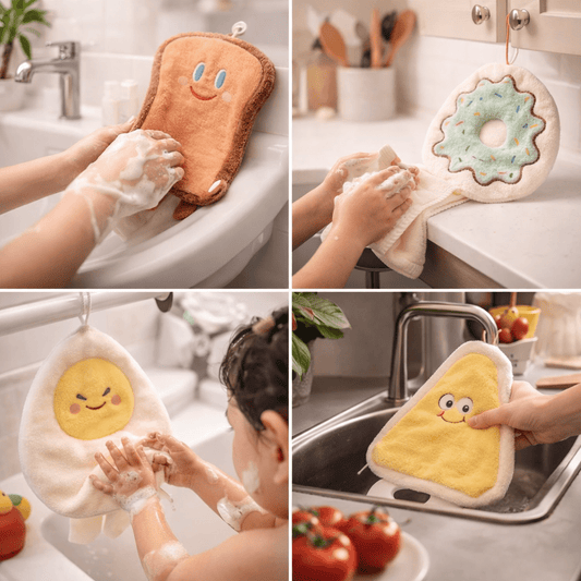 Kids Cartoon Hand Towel | Soft Microfiber Hanging Towel for Bathroom & Kitchen Use - Saadiq.pk