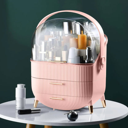 Large Capacity Makeup Organizer – Luxury Dustproof Cosmetic Storage Box with Drawers - Saadiq.pk
