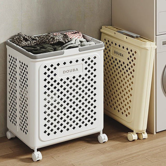 Large Capacity Movable Folding Laundry Basket – Durable Storage with Wheels - Saadiq.pk