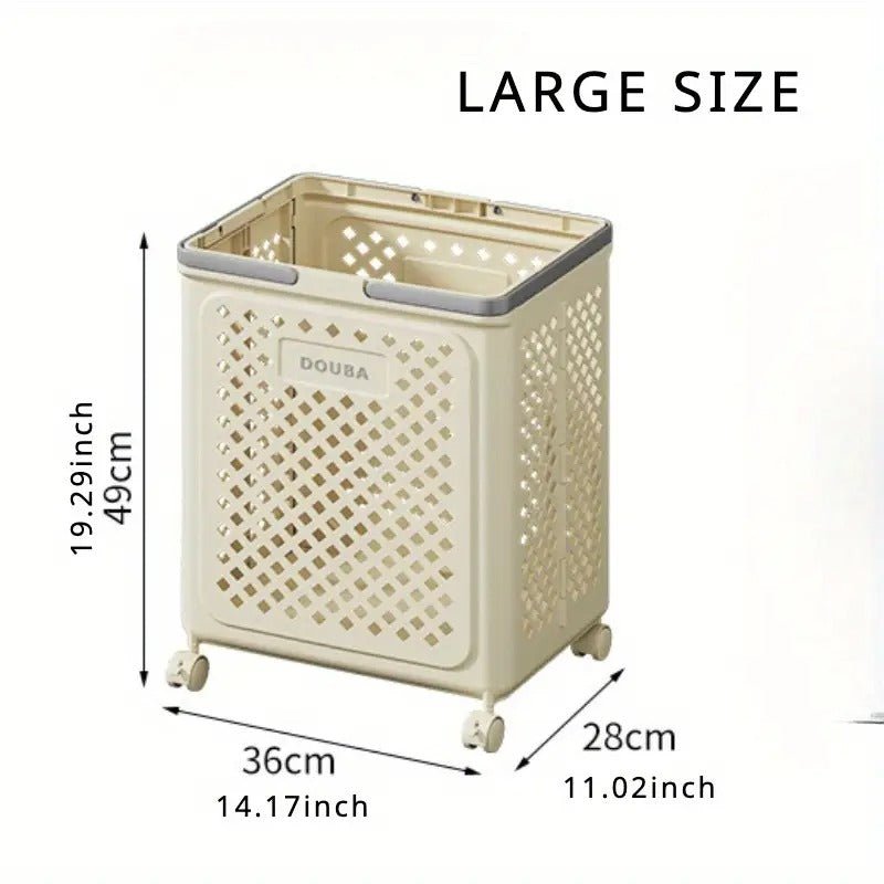 Large Capacity Movable Folding Laundry Basket – Durable Storage with Wheels - Saadiq.pk