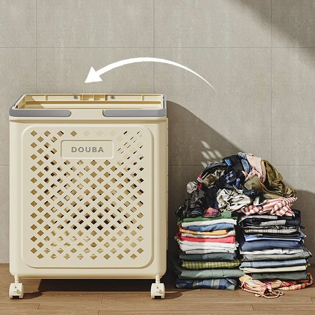 Large Capacity Movable Folding Laundry Basket – Durable Storage with Wheels - Saadiq.pk